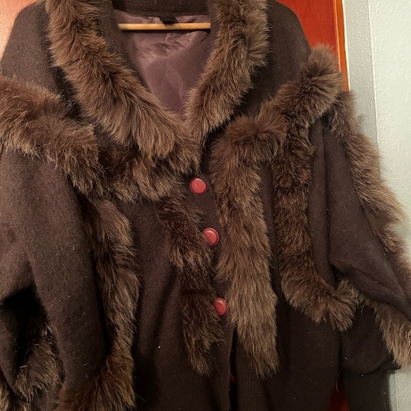 VINTAGE CROWLEY Rabbit Hair Brown Button Up Sweater Sz Small Women - Picture 4 of 5